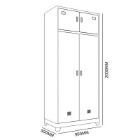 御璟 制式内务柜营储物铁皮双门员工衣帽单人柜子升级加厚款双门单人更衣柜YW-YJG006 900**500*2000mm