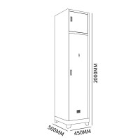 御璟 制式内务柜 铁皮单门柜加厚员工宿舍存放单人柜子加厚款单门更衣柜YW-YJG001 450*500*2000mm