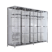 御璟 不锈钢消防服架可旋转战斗服架挂衣架更衣柜快速换装架四人位2510*650*1950mmTW-不锈钢消防服架