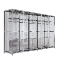 御璟 不锈钢消防服架可旋转战斗服架挂衣架更衣柜快速换装架五人位3130*650*1950mmTW-不锈钢消防服架