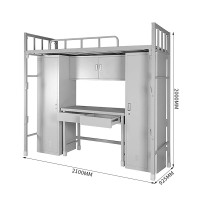 御璟 制式铁床 宿舍士兵营具单人床带柜双层上下铺高低床加厚款 TW-SSYJCCJG 2100*925*2000mm