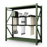 御璟 铁锹架装备存放架物资架仓储军绿色货架重型500KG 2000*600*2000mm YW-TQJ1002