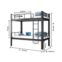 御璟 钢制双层床宿舍上下铺员工高低铁床公寓铁架子床学生双人床含床垫2000*1000*1800mm TW-XCC05