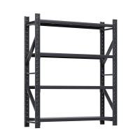 御璟 货架置物架可组装库房钢制储物架轻型150KG/层1200*500*2000mm黑色主架 YW-HJ7023