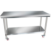 御璟 不锈钢实验台置物架可移动多层收纳仓储货架带万向轮 1500*750*750mm 双层带轮子 TW-ZWJ-1