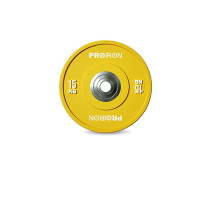 PROIRON普力艾 专业训练杠铃片举重深蹲硬拉全胶片橡胶臀桥训练盘大孔 黄15kg