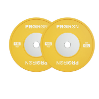 PROIRON普力艾 竞赛杠铃片IWF标准竞技橡胶盘举重深蹲硬拉力量训练健身 15kg 专业比赛竞技盘一对