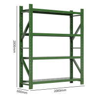 御璟 货架军绿中型 2000*600*2000mm 四层主架 钢制仓储货架战备物资装备架器材架YW-LSHJ6004