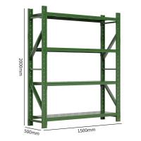 御璟 货架军绿重型300KG/层 1500*500*2000mm 四层主架 钢制仓储货架 YW-LSHJ6005
