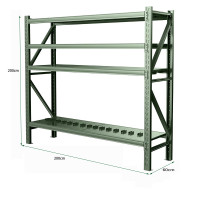 御璟 货架防爆盾牌架军绿色货架物资装备摆放收纳货架 主架重型300KG 200*60*200CMYW-DPJ1002