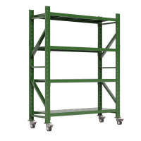 御璟 货架军绿中型2000*600*2000mm 四层主架 带轮可移动物资存放架仓库储物架YW-LSHJ6013