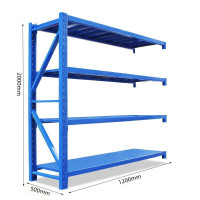 御璟 1200*500*2000mm货架仓储仓库库房储物架超市展示置物架铁架子轻型副架四层 蓝色TW-HUKND