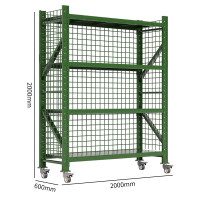 御璟 货架军绿重型500KG/层 2000*600*2000mm 四层主架带三面网带轮可移动物资存YW-LSHJ6018