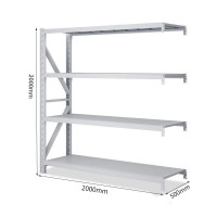 御璟 货架仓储仓库货库房展示架货重型300KG/白色/2000*600*2000mm四层副架TW-BHYU6