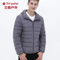 三极 TP9012 轻薄连帽羽绒服 男短款 灰色 XL