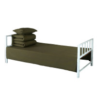 三极 TP2826 宿舍单人军绿色全棉40纱支六件套(床单+被套+枕套+热熔棉被芯+热熔棉褥子芯+枕芯)褥子0.9*2m