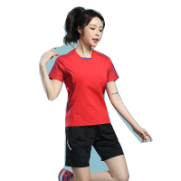 三极 TP8303 羽毛球服乒乓球服套装训练比赛服 女款 红色 L
