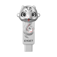 忆捷(EAGET)USB3.2+Type-c双接口U盘 HT18-128G 蛇年生肖U盘 高速全金属防水防震办公礼物U盘