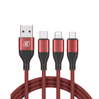 忆捷(EAGET)三合一快充数据线60W快充适用苹果12Type-C华为安卓手机 EC008S-红色