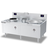 乐创(lecon) 商用大炒+小炒组合灶 (20KW+15KW)大功率电磁灶201不锈钢 LC-J-APDX2015