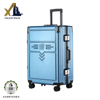 骁狼(XIAOLANG) 行李箱退伍纪念 铝合金拉杆箱 万向轮密码箱 蓝色24寸