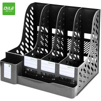 递乐 加厚多功能笔筒四联文件框 1899黑色