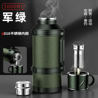 三极 TP3650 316不锈钢大容量户外车载旅行壶 绿色3000ml