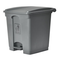 舒蔻(Supercloud) 公共商用物业餐厅厨房室内翻盖方形脚踏式大号垃圾桶脚踩带盖户外垃圾箱 灰色30L**