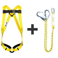 STANLEY 史丹利五点式安全带高空作业单双挂钩防坠落缓冲包电工施工安全绳 ST7100+双挂钩缓冲包ST7321*