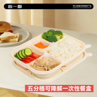 心一厨 一次性餐盒 X4019 可降解玉米淀粉餐盒 五分格(10个)*
