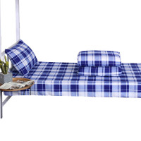 三极 TP2852 学生上下铺床上用品三件套全棉三件套格子床上用品 蓝白格