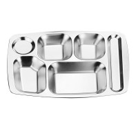 佰晟小智 SFT0063 304加厚不锈钢小圆六格快餐盘