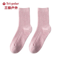 三极 TP6079 女士全棉中筒袜 秋冬厚款 (36-40码) 6双混色