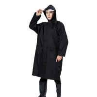 三极 TP1678 成人雨衣长款防水男士夏季女士户外劳保防汛安保反光长款雨披/双层 2XL 黑色