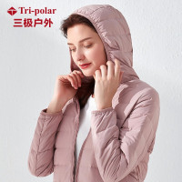 三极 TP9014 轻薄连帽羽绒服女短款时尚女装夹克羽绒服 女短款 粉色 M码