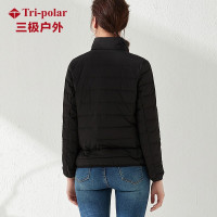 三极 TP9013 轻薄时尚女装夹克羽绒服 女短款 黑色 L码