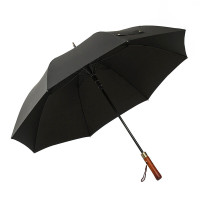 三极 TP7060 复古8骨自动木手柄伞古铜色 长柄直杆雨伞 黑色