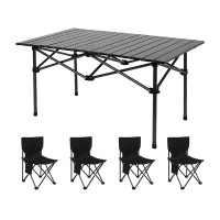 三极 TP8878 户外便携折叠桌椅套装 一桌四椅 桌子:95*55*50cm 椅子:36*36*57cm(大号)