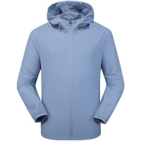 三极 TP1856 情侣款夏季薄款弹力防晒衣 男款 浅蓝灰 XL码