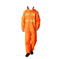 三极 TP1676 环卫双层透气分体反光带帽雨衣雨裤套装 2XL 橙色