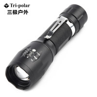 三极 TP3358 户外强光手电5档调节伸缩调焦LED笔夹手电筒 黑盒包装