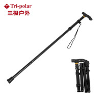 三极 TP3902 户外伸缩轻便四节铝合金登山杖 黑色 84-93cm