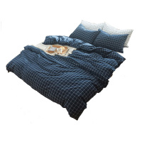 三极 TP2980 日式纯棉水洗棉格子床单款四件套 暖冬格 1.5/1.8M 床单230*250cm 被套200*230