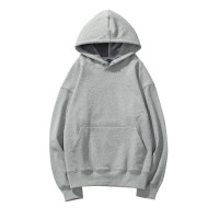 三极 TP6203 男女同款宽松纯色加绒连帽卫衣 花灰 2XL码