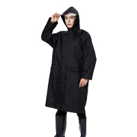 三极 TP1678 成人雨衣长款防水男士夏季女士户外劳保防汛安保反光长款雨披/双层 黑色 2XL