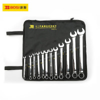 波斯(BOSI)12件套镜面全抛光两用扳手开口梅花呆汽修板子 8-24MM BS392212