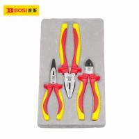 波斯(BOSI)3件VCE绝缘工具组套钢丝钳尖嘴钳斜嘴钳电工维修套装 BS518003