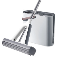 大卫 速洗净胶棉拖把桶对折式拖布含拖把桶M5 - 4米白色(1杆+2头)