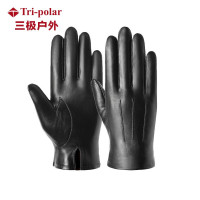 三极 TP3082 男款冬季真皮加厚手套可触屏 黑色 XL