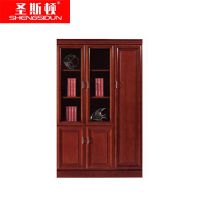 圣斯顿 B-3005B油漆三门文件柜1350*420*2000mm(单位:台)红胡桃色